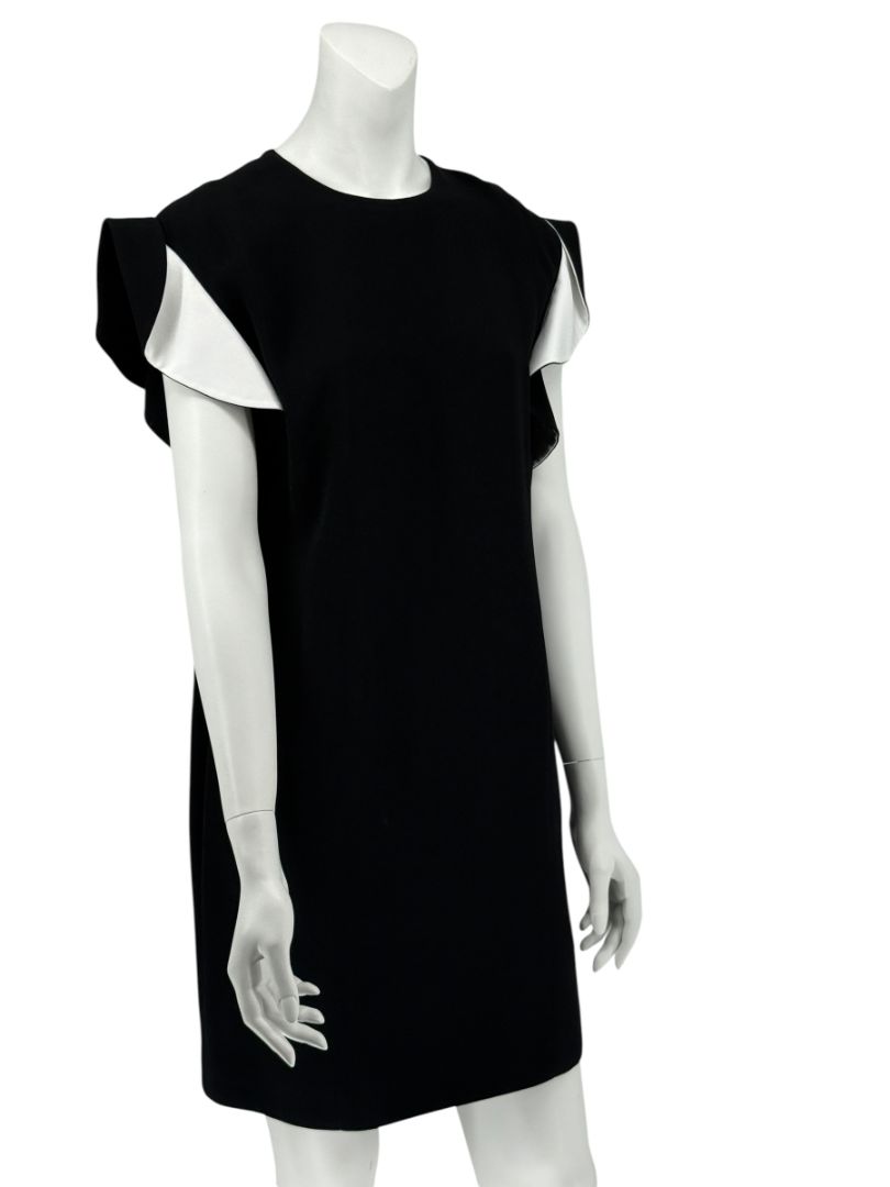 Givenchy Black & White Ruffle Sleeve Shift Dress - Size FR 40