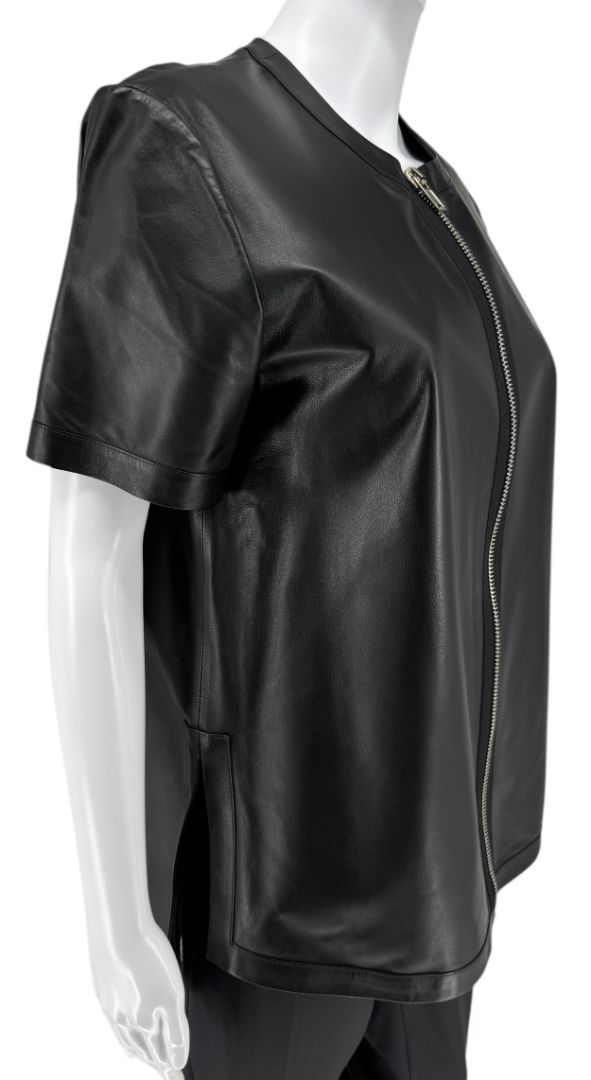 Givenchy Black Lambskin Leather Zip-Front Shirt – Size 42 (FR)