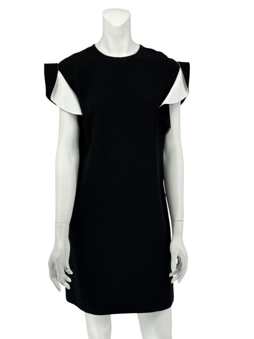Givenchy Black & White Ruffle Sleeve Shift Dress - Size FR 40