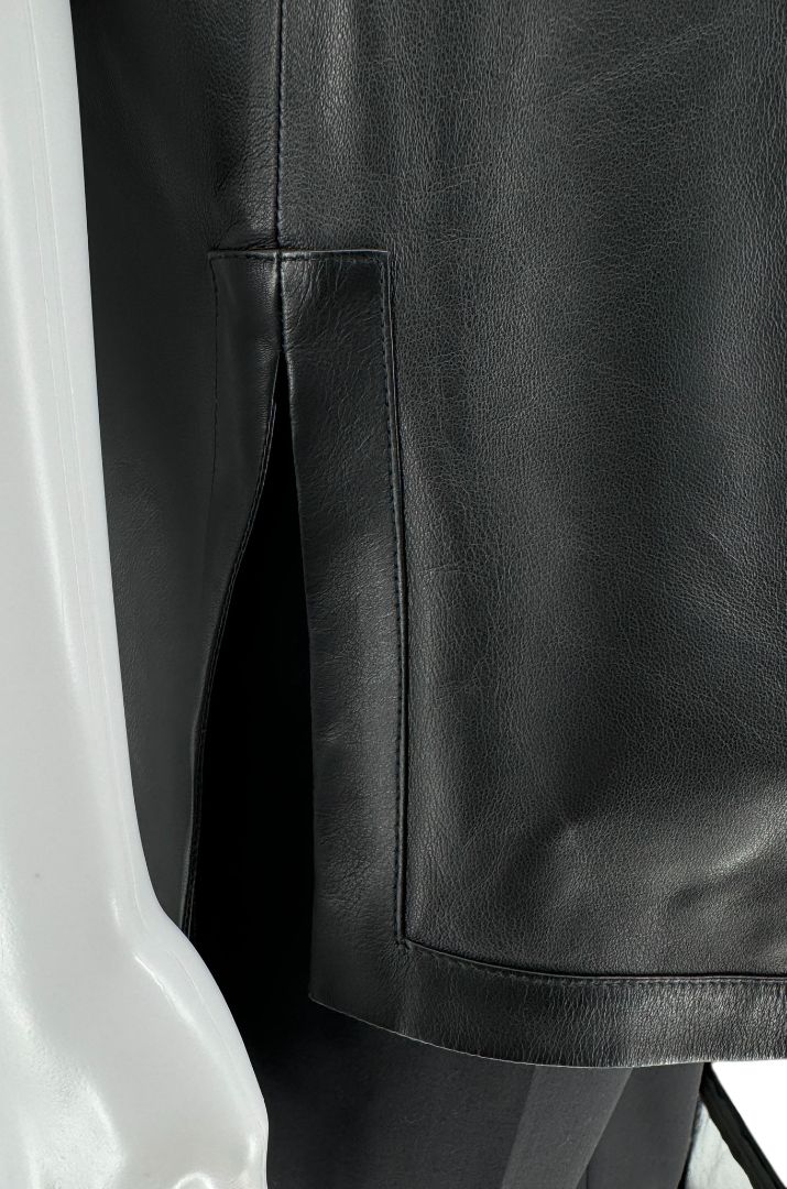 Givenchy Black Lambskin Leather Zip-Front Shirt – Size 42 (FR)