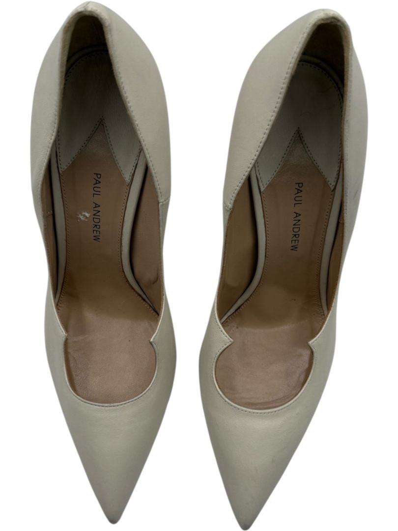 Paul Andrew Ivory Leather Scallop Pumps - Size 39