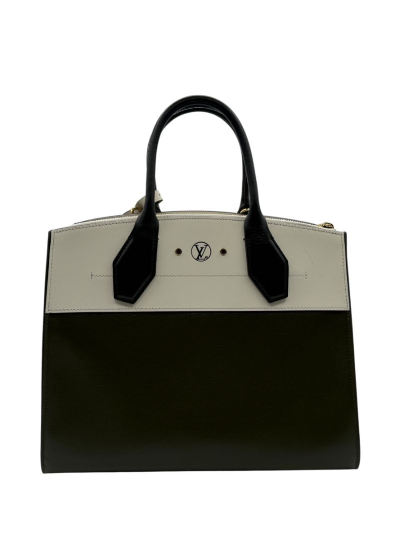 Louis Vuitton White/Green Leather City Steamer MM Bag