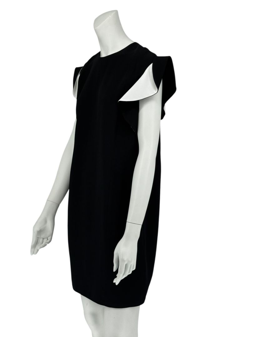 Givenchy Black & White Ruffle Sleeve Shift Dress - Size FR 40