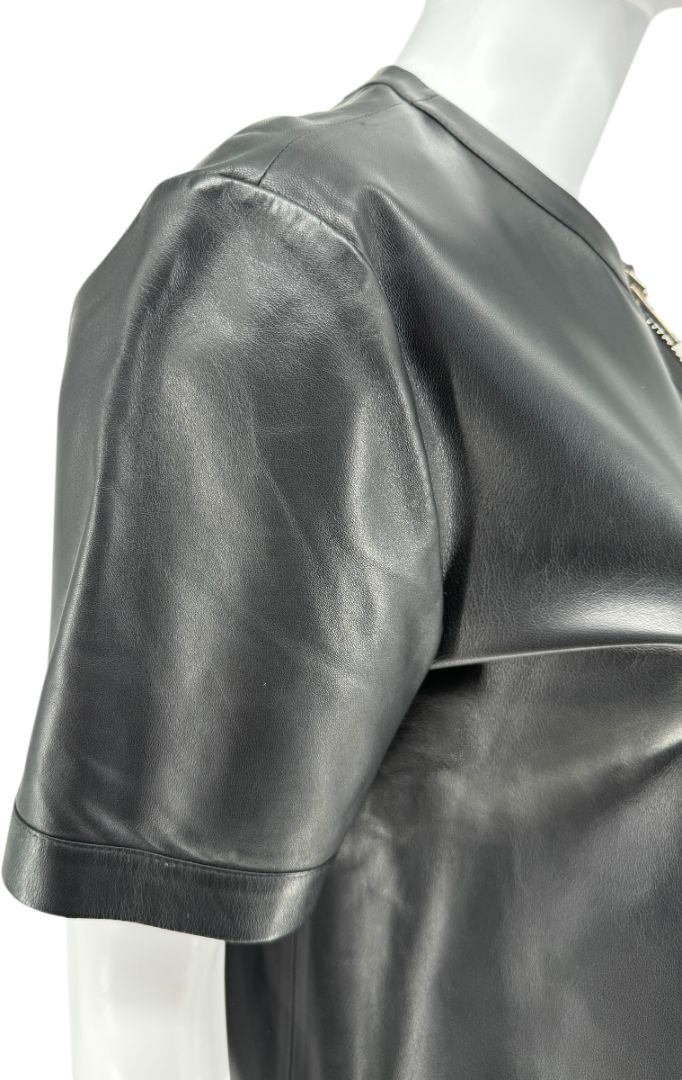 Givenchy Black Lambskin Leather Zip-Front Shirt – Size 42 (FR)