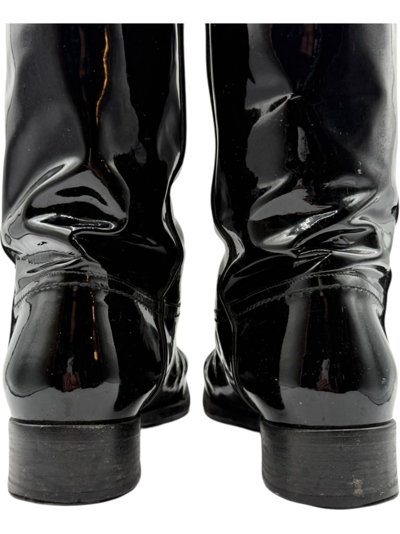 Chanel Western-Inspired Patent Leather Boots – Size 41