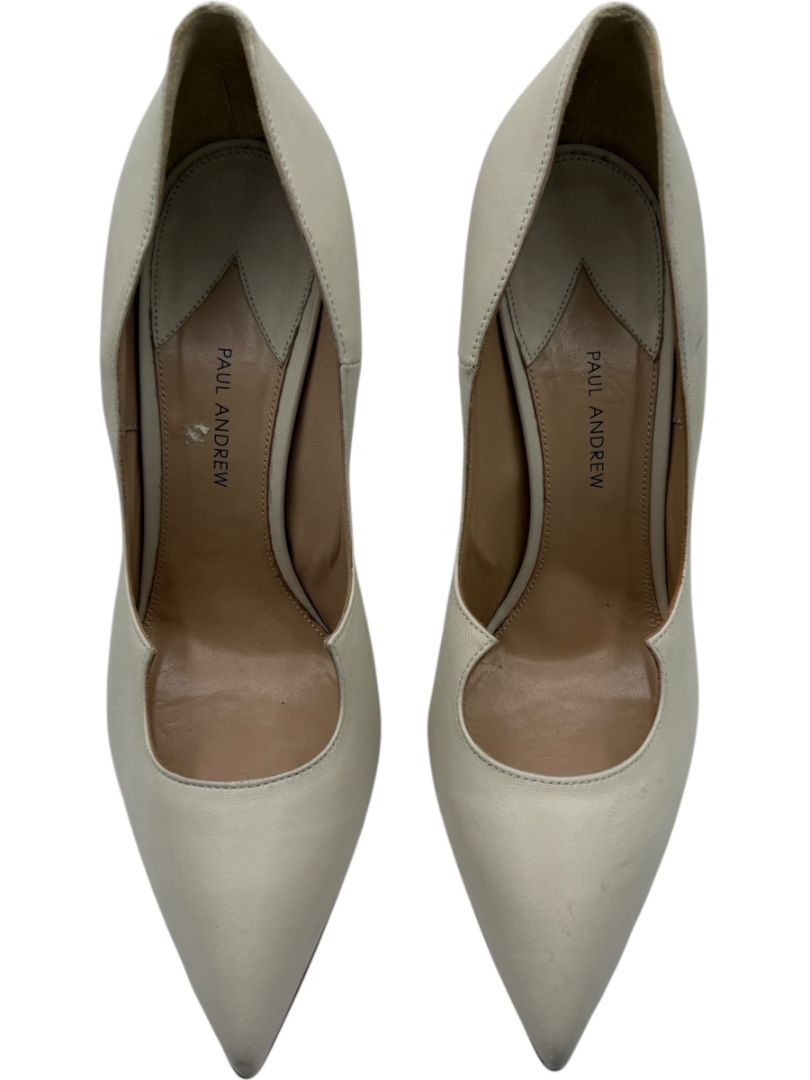 Paul Andrew Ivory Leather Scallop Pumps - Size 39