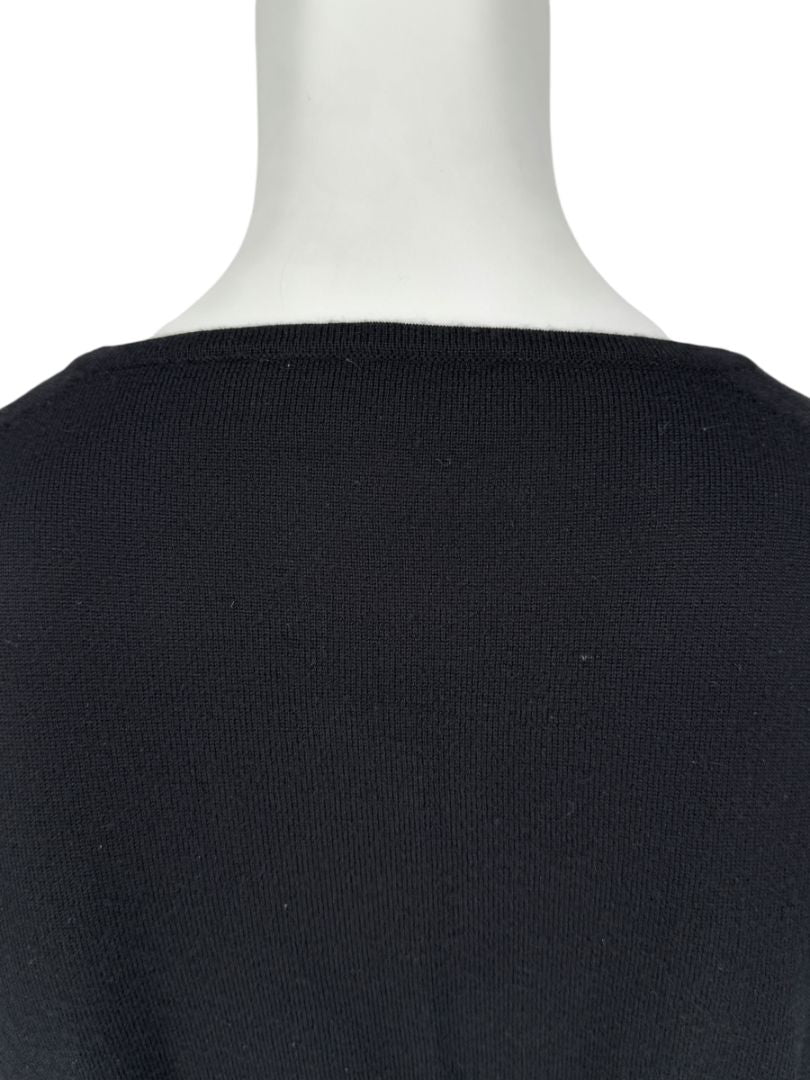 Yves Saint Laurent Rive Gauche Black Cashmere Top with Contrast Sleeves – Size L