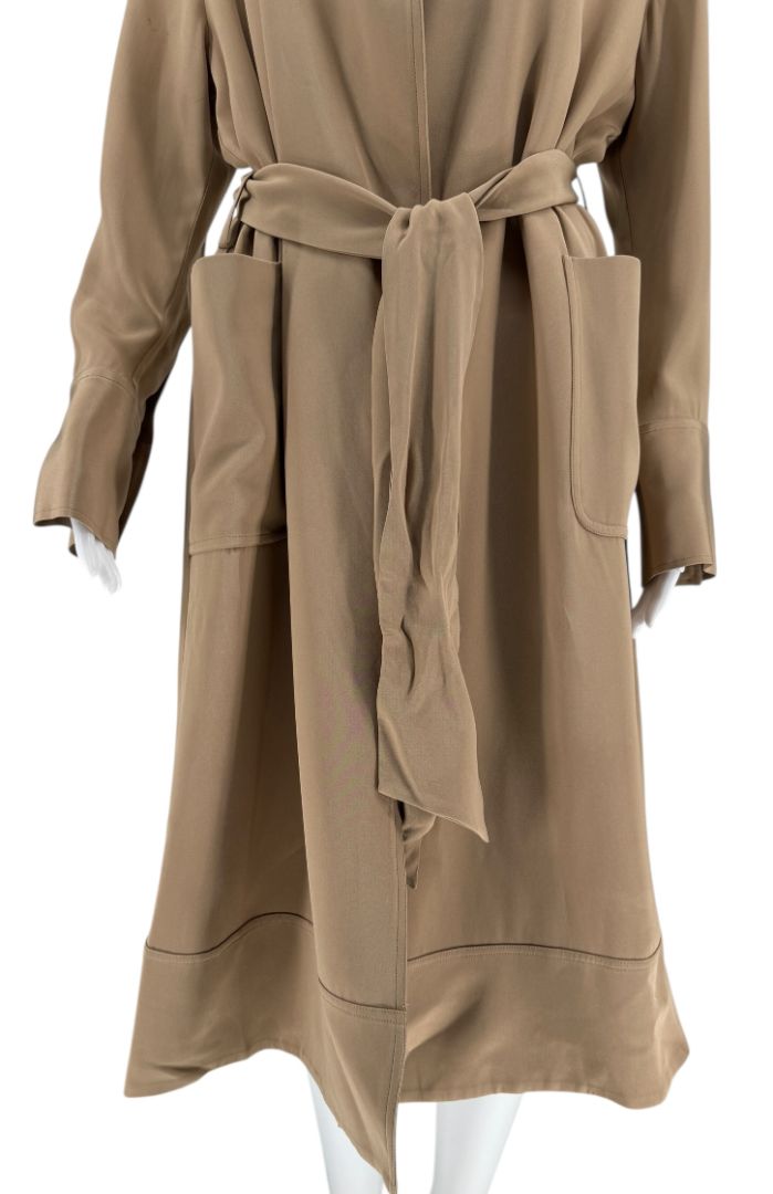 Kiton Camel Silk Belted Jacket – Size 44 (IT)