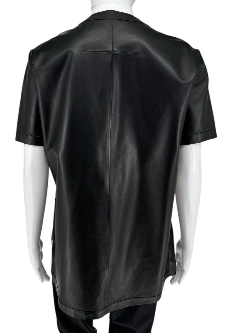 Givenchy Black Lambskin Leather Zip-Front Shirt – Size 42 (FR)