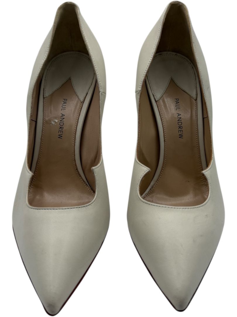 Paul Andrew Ivory Leather Scallop Pumps - Size 39