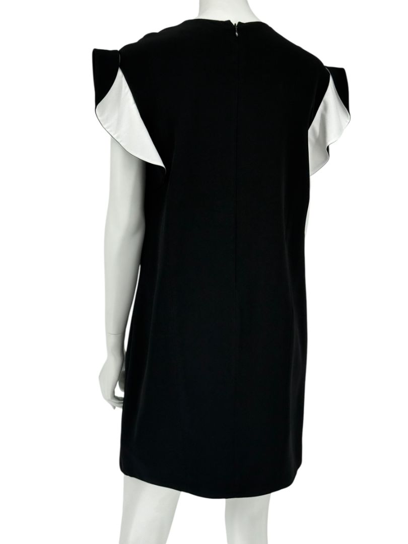 Givenchy Black & White Ruffle Sleeve Shift Dress - Size FR 40
