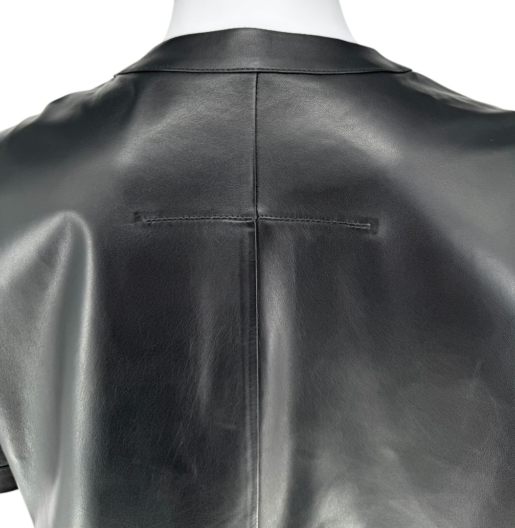 Givenchy Black Lambskin Leather Zip-Front Shirt – Size 42 (FR)
