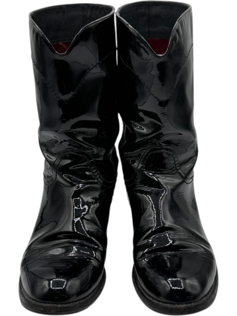 Chanel Western-Inspired Patent Leather Boots – Size 41