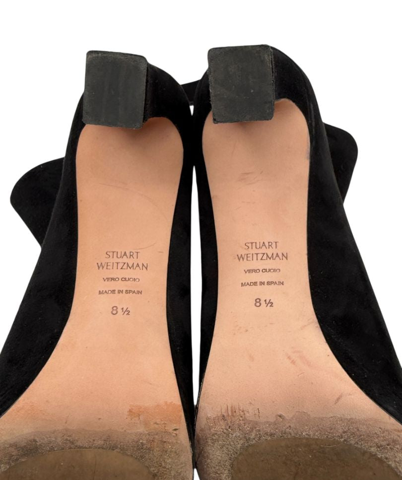 Stuart Weitzman Black Suede Round Toe Booties – Size 8.5M