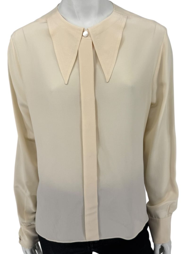 Chanel Ivory Silk Blouse – Spring 2001 Collection – Size FR 42 (US 10)