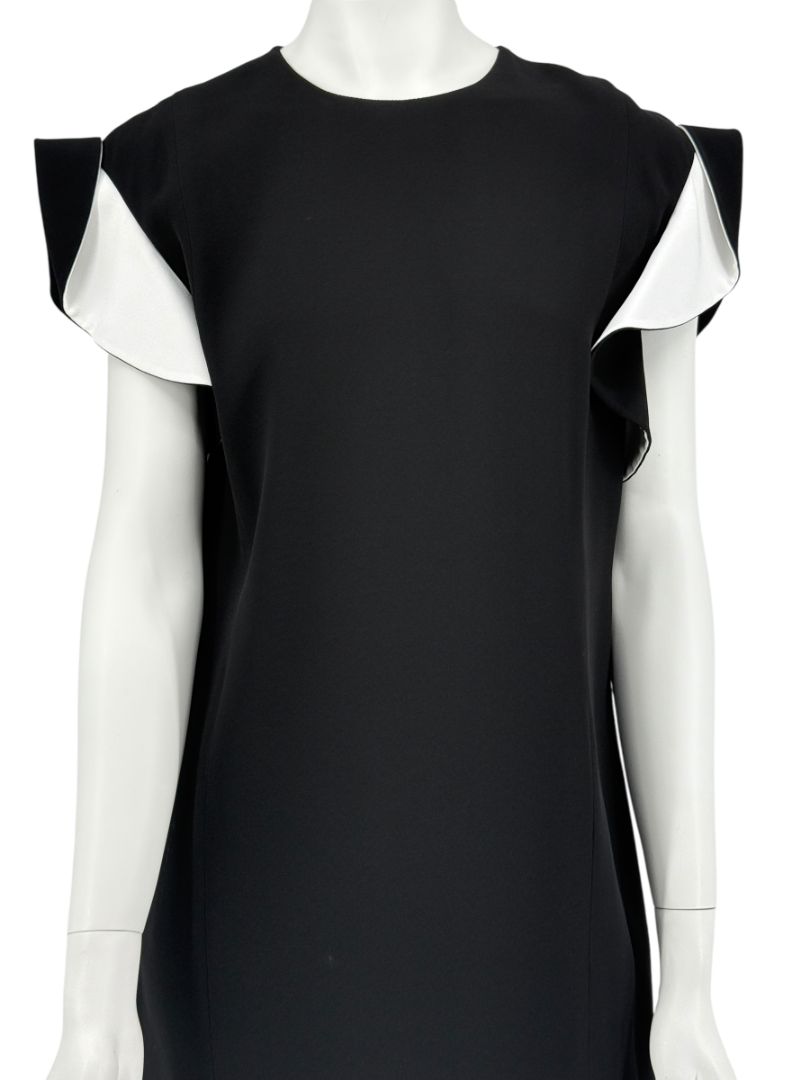 Givenchy Black & White Ruffle Sleeve Shift Dress - Size FR 40
