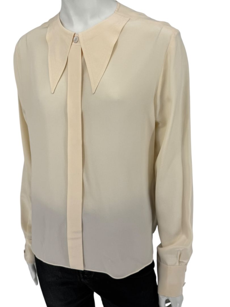 Chanel Ivory Silk Blouse – Spring 2001 Collection – Size FR 42 (US 10)