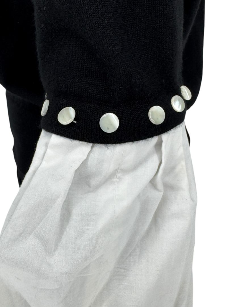 Yves Saint Laurent Rive Gauche Black Cashmere Top with Contrast Sleeves – Size L