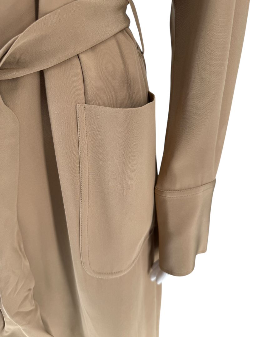 Kiton Camel Silk Belted Jacket – Size 44 (IT)