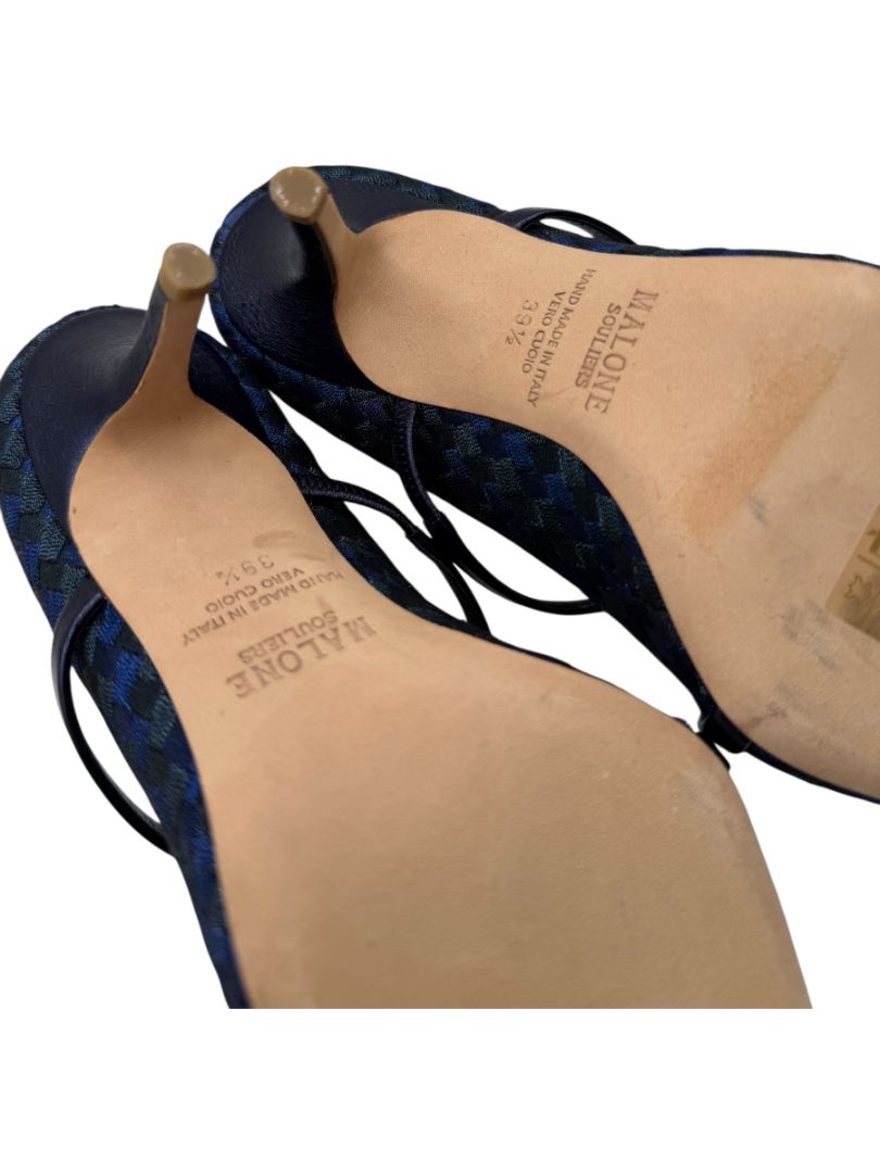 Malone Souliers Navy Basketweave Cutout Heels – Size 39.5