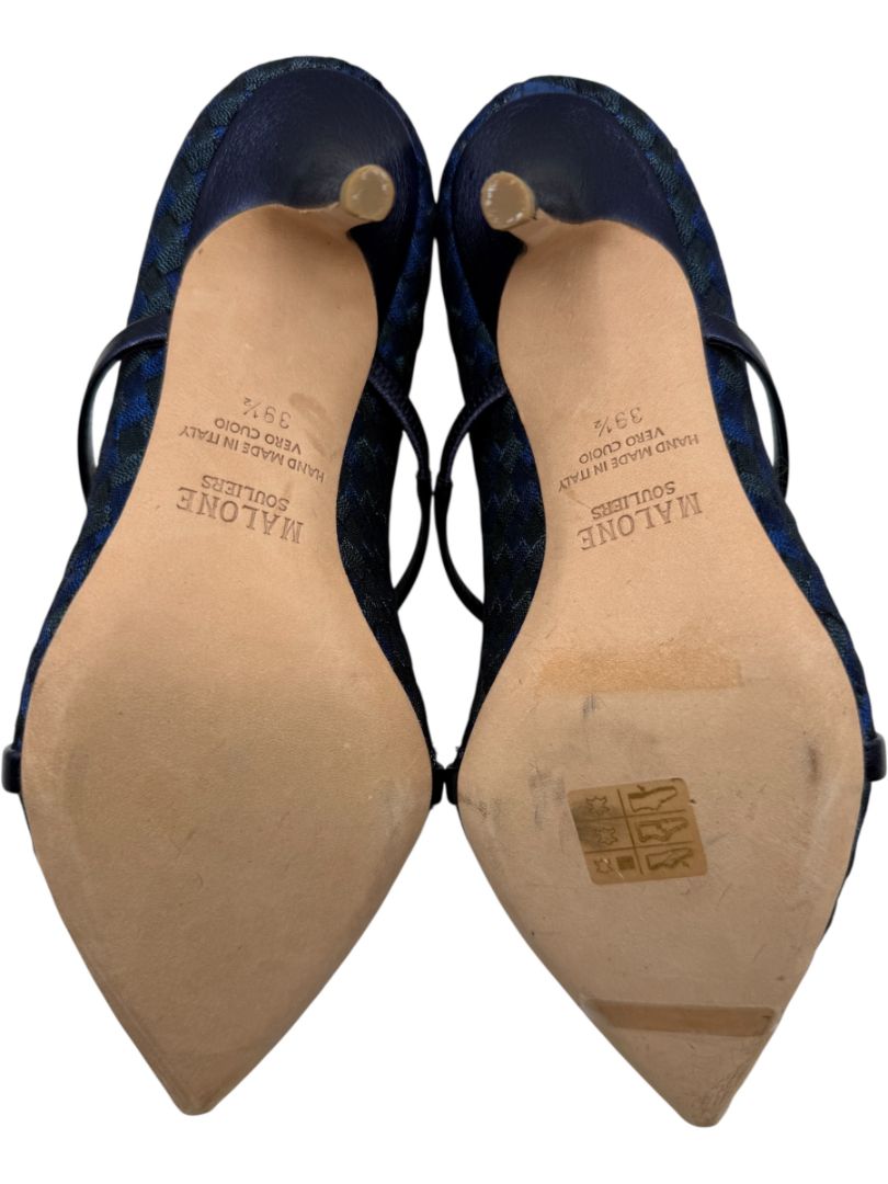 Malone Souliers Navy Basketweave Cutout Heels – Size 39.5