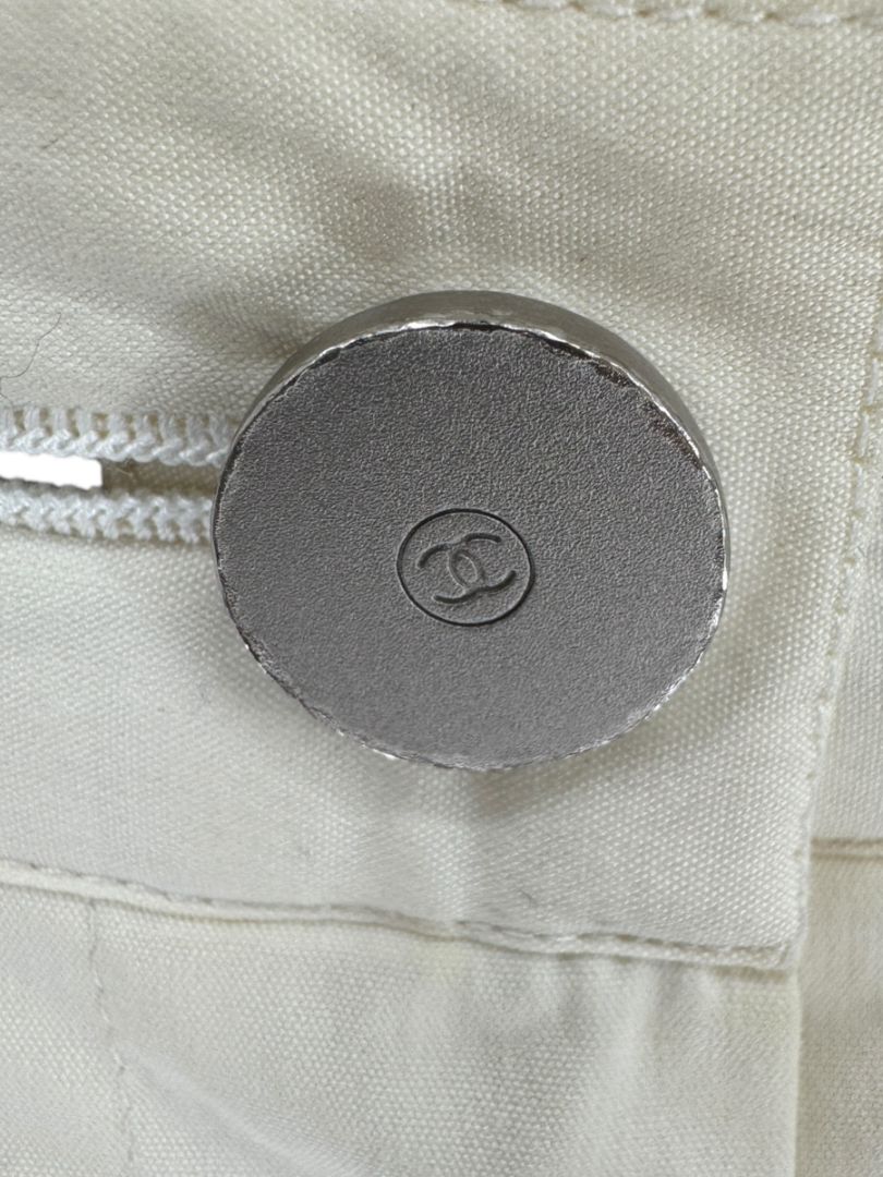 Chanel Ivory Cotton-Blend Tapered Trousers – Size FR 44