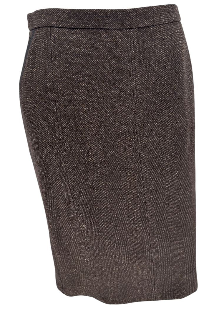 Maxmara Brown Herringbone Skirt Suit - Size 44
