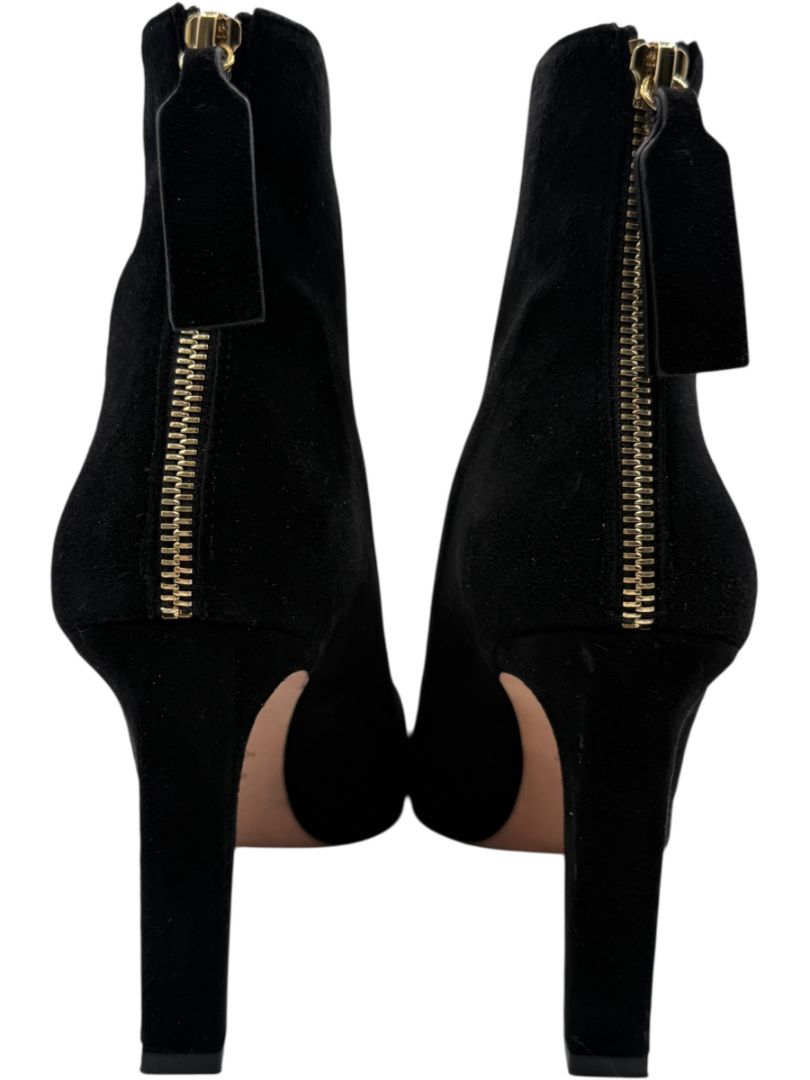 Stuart Weitzman Black Suede Round Toe Booties – Size 8.5M