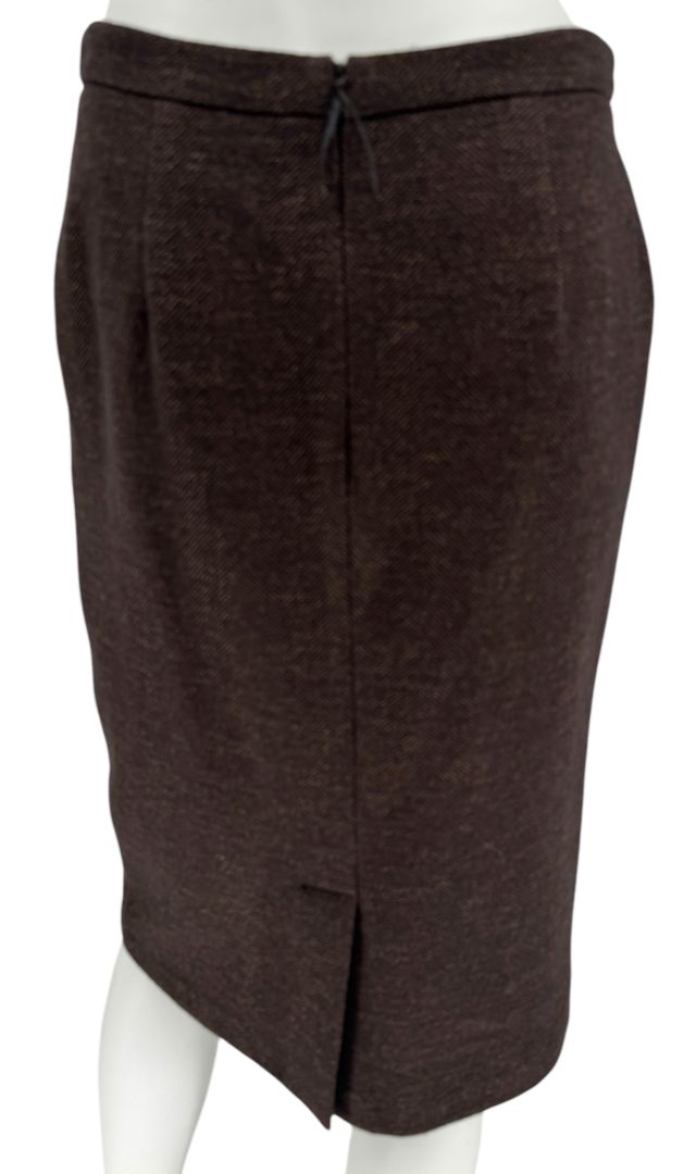 Maxmara Brown Herringbone Skirt Suit - Size 44