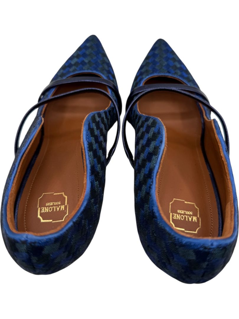 Malone Souliers Navy Basketweave Cutout Heels – Size 39.5