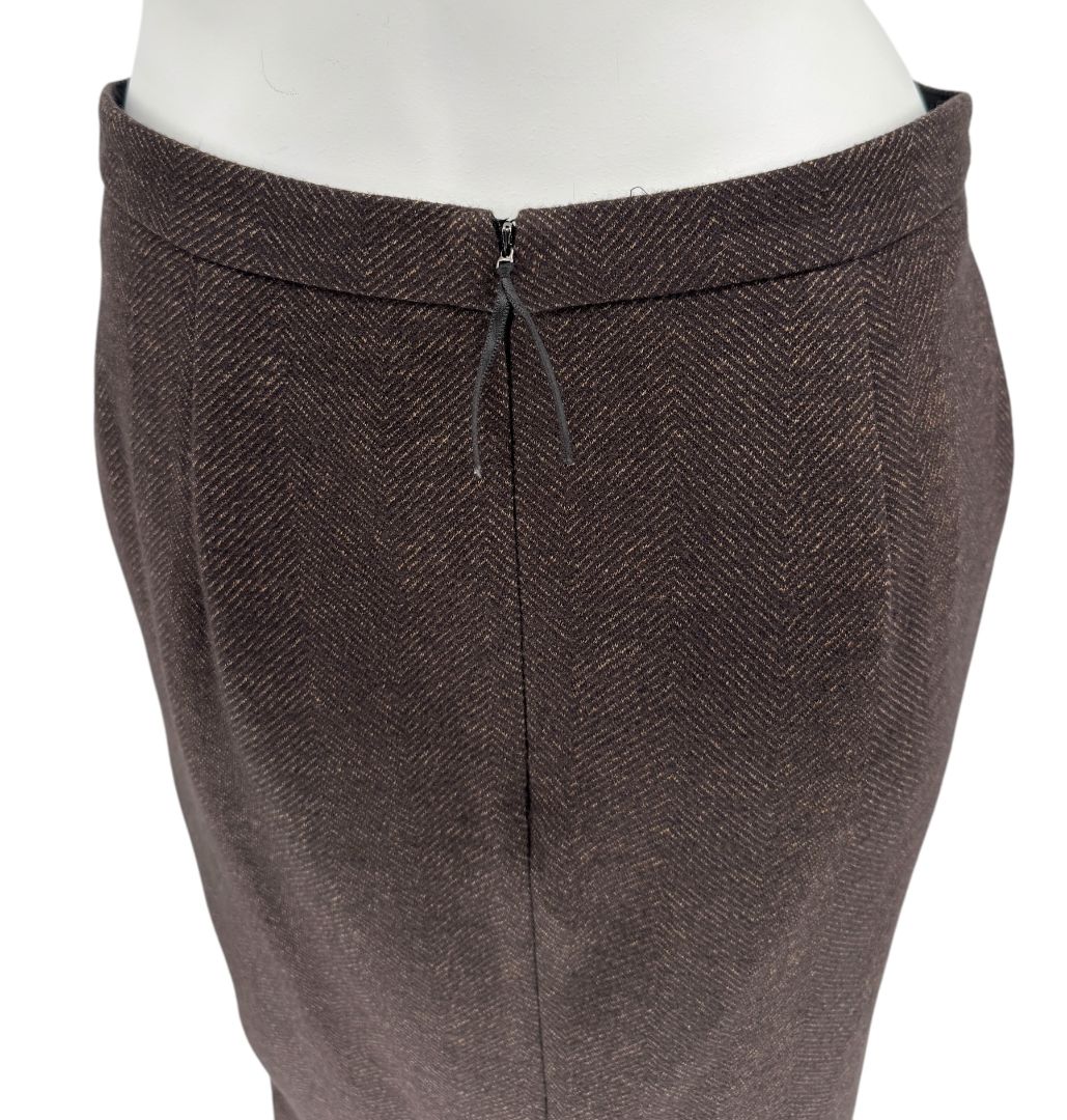 Maxmara Brown Herringbone Skirt Suit - Size 44