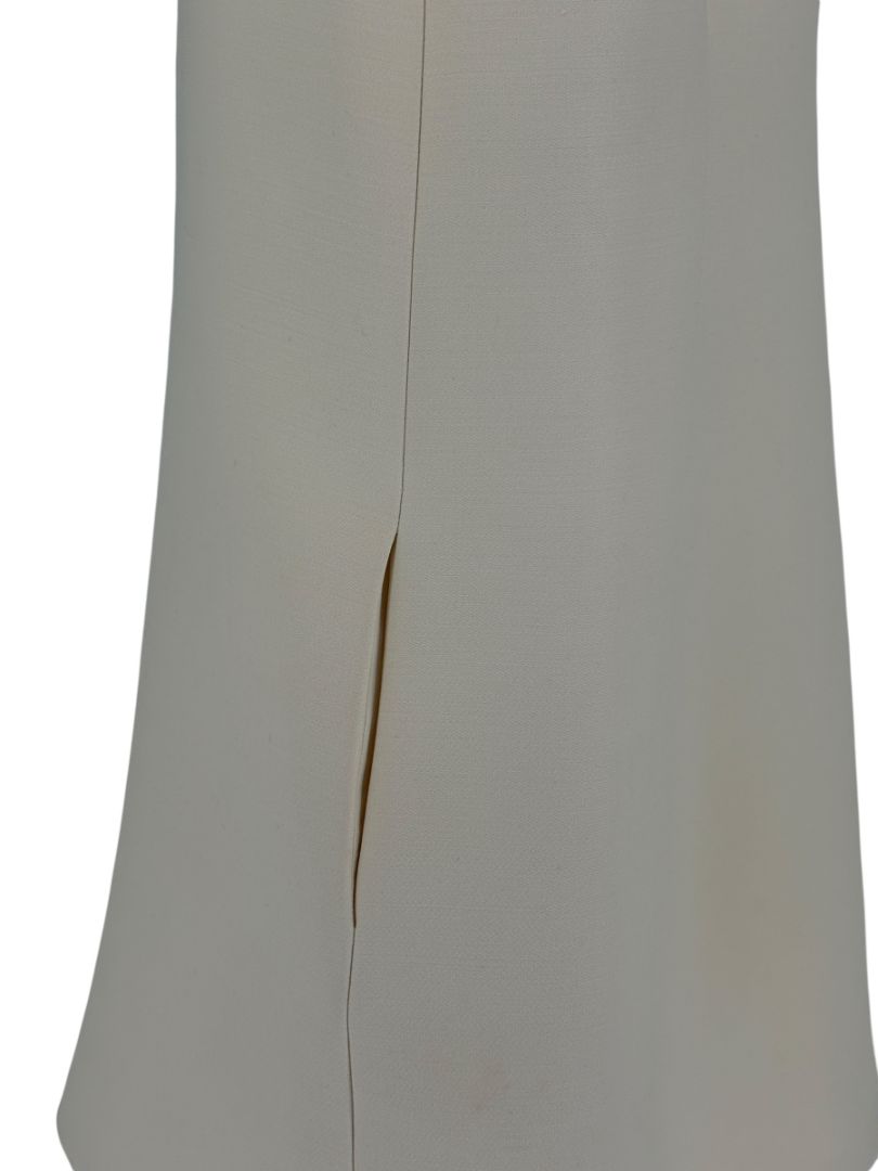 Christian Dior Ivory Wool Silk Blend Crepe Shift Mini Dress- Collared, Sleeveless Size 42/10