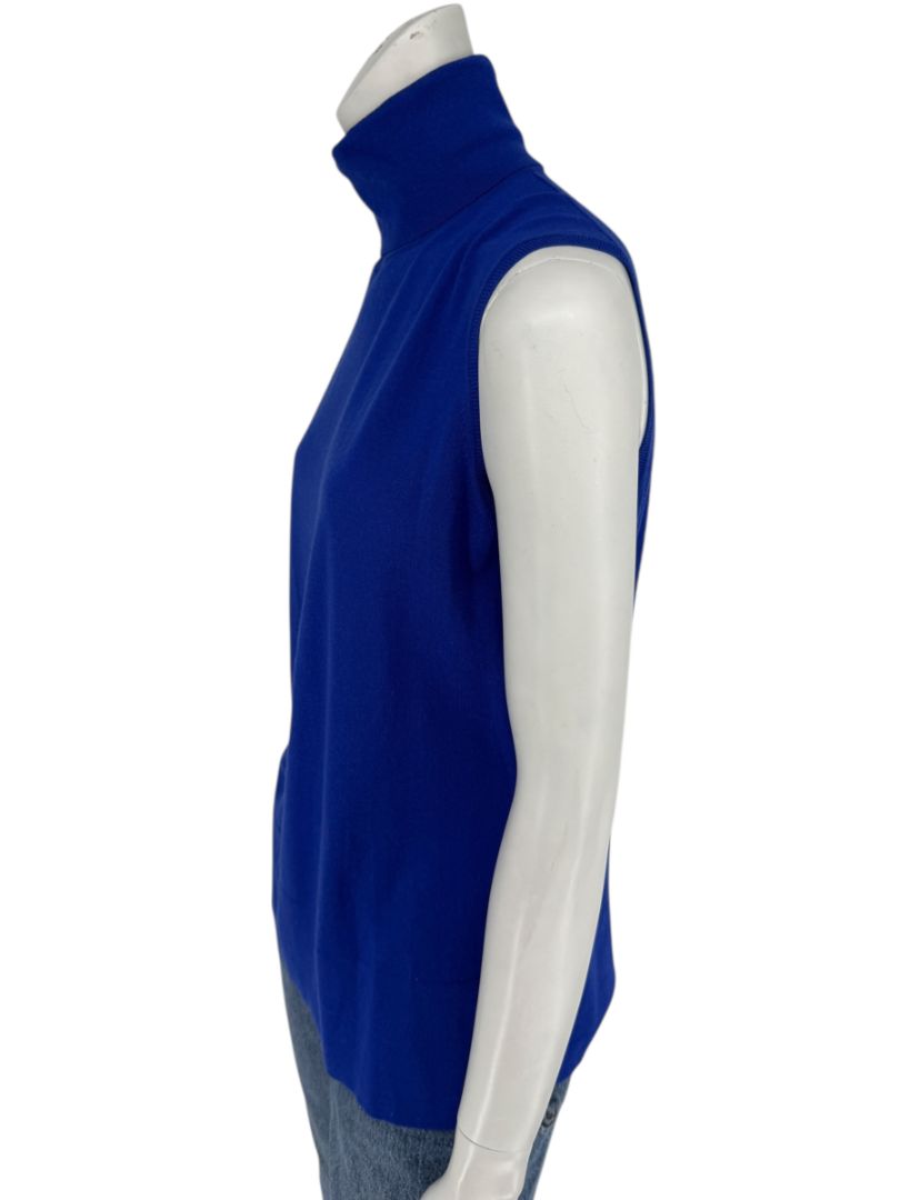 Lafayette 148 New York Royal Blue Sleeveless Turtleneck Sweater – Size L