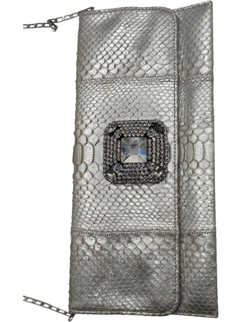 Carlos Falchi Metallic Snake Clutch – Good Condition – Convertible Shoulder Bag