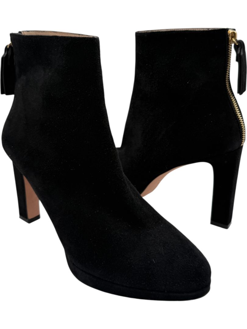 Stuart Weitzman Black Suede Round Toe Booties – Size 8.5M