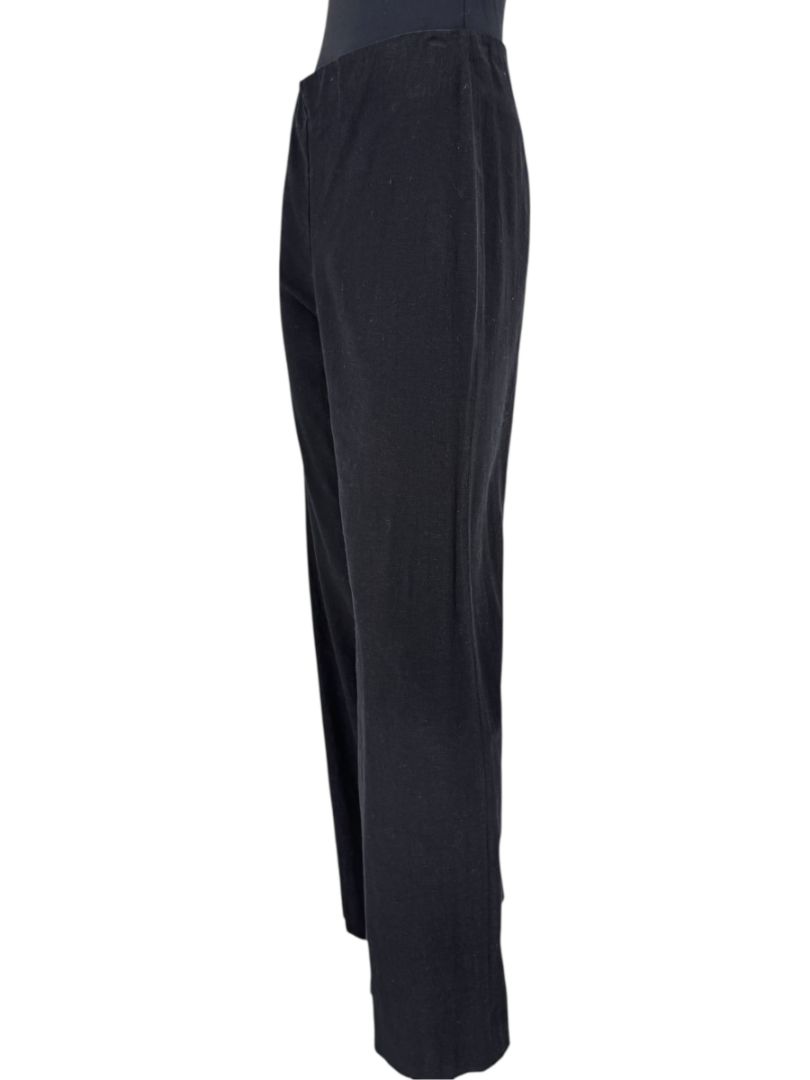 Equestrian Black Wide-Leg Linen Blend Pants – Size L