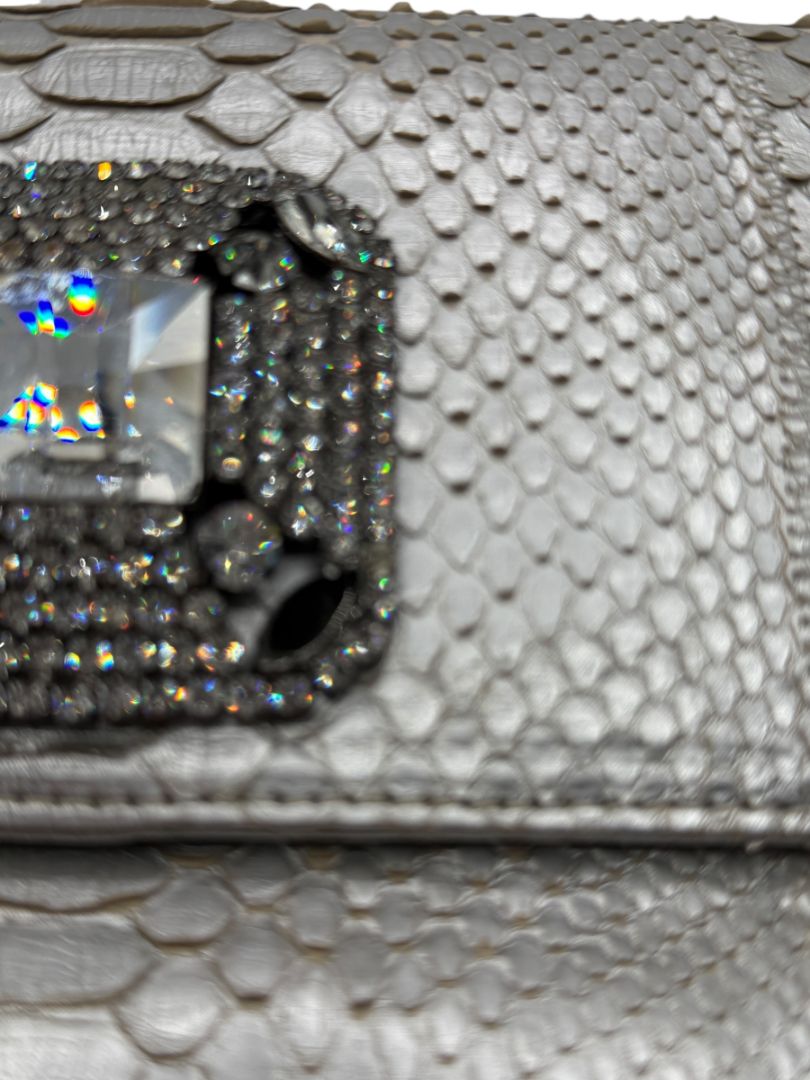 Carlos Falchi Metallic Snake Clutch – Good Condition – Convertible Shoulder Bag