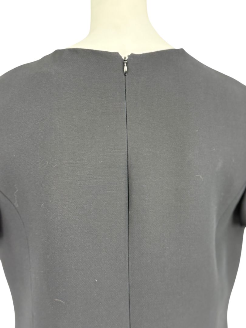 CHRISTIAN DIOR Black Wool-Silk Mini Dress with Sequin Embroidered Hem - US 12