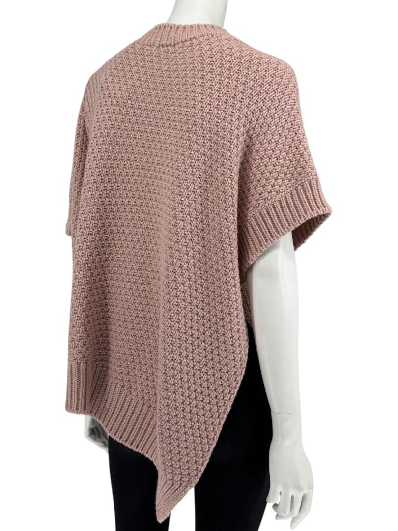Agnona Faded Rose Cashmere-Cotton Asymmetric Short Sleeve Sweater – Size S