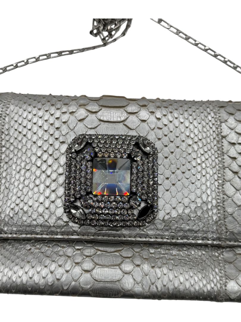 Carlos Falchi Metallic Snake Clutch – Good Condition – Convertible Shoulder Bag