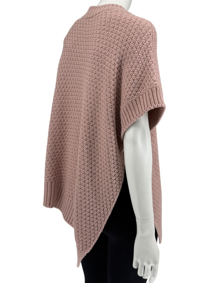 Agnona Faded Rose Cashmere-Cotton Asymmetric Short Sleeve Sweater – Size S