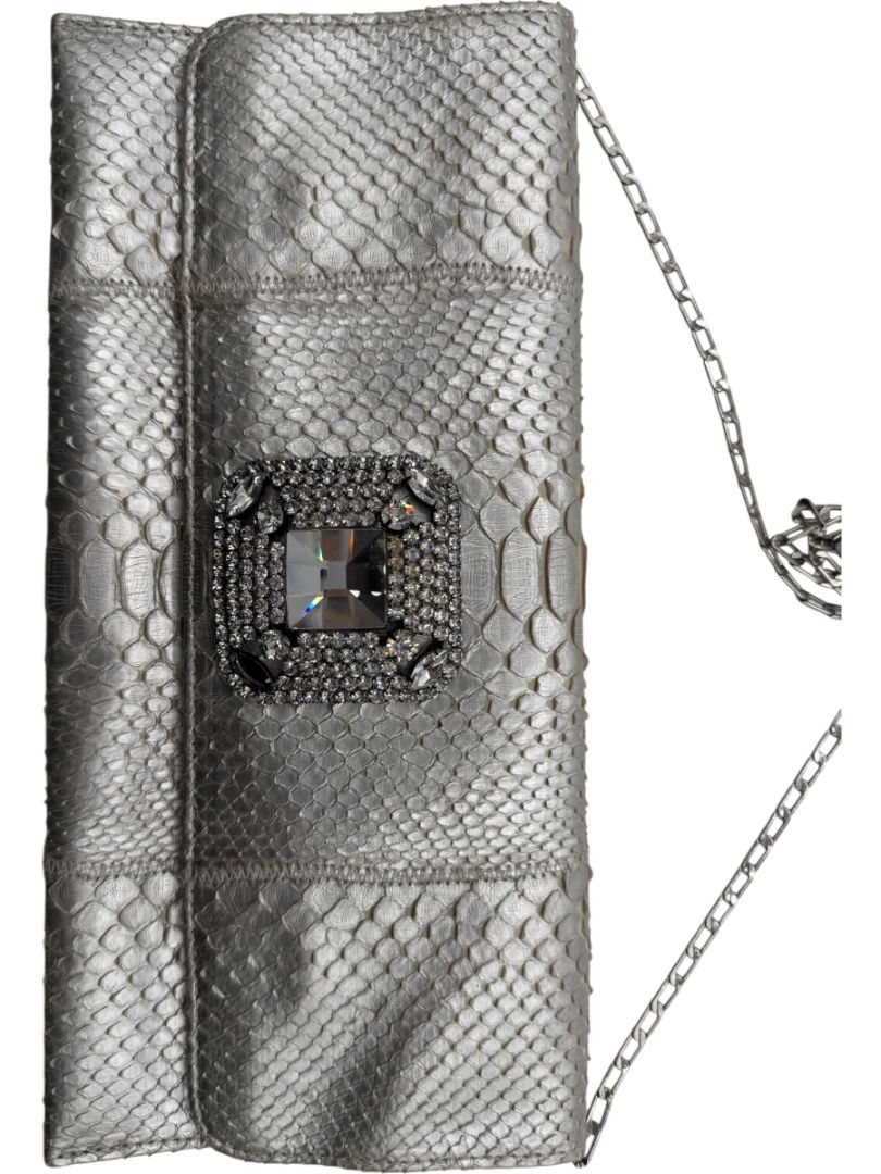 Carlos Falchi Metallic Snake Clutch – Good Condition – Convertible Shoulder Bag