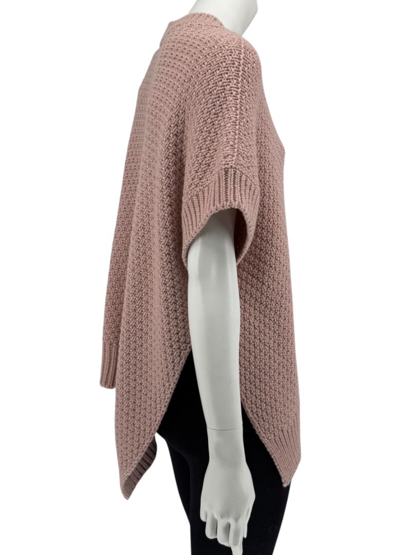 Agnona Faded Rose Cashmere-Cotton Asymmetric Short Sleeve Sweater – Size S