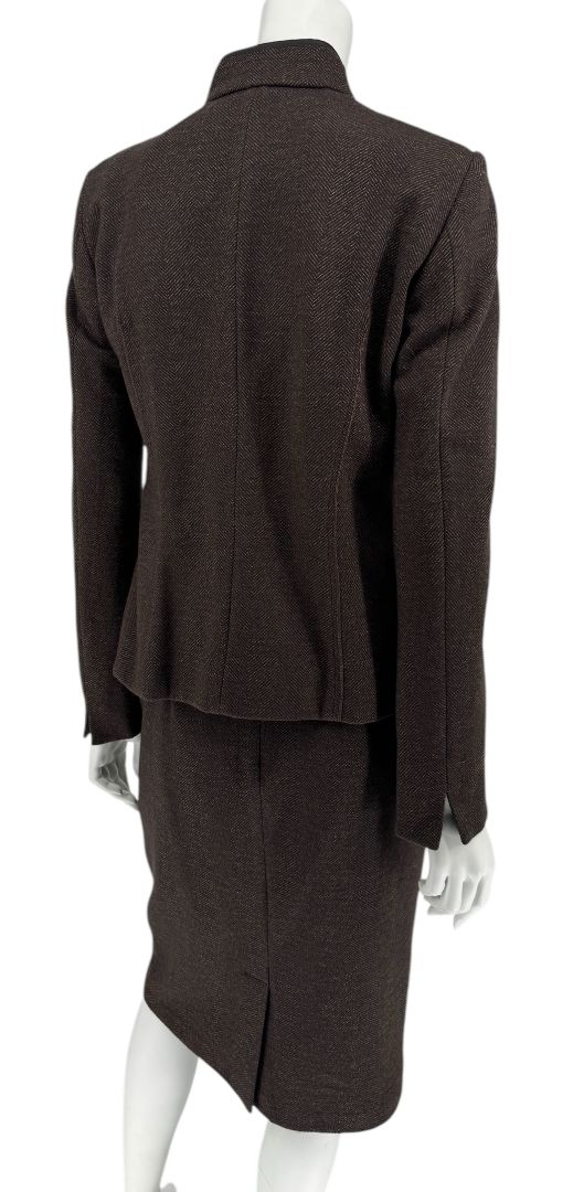Maxmara Brown Herringbone Skirt Suit - Size 44