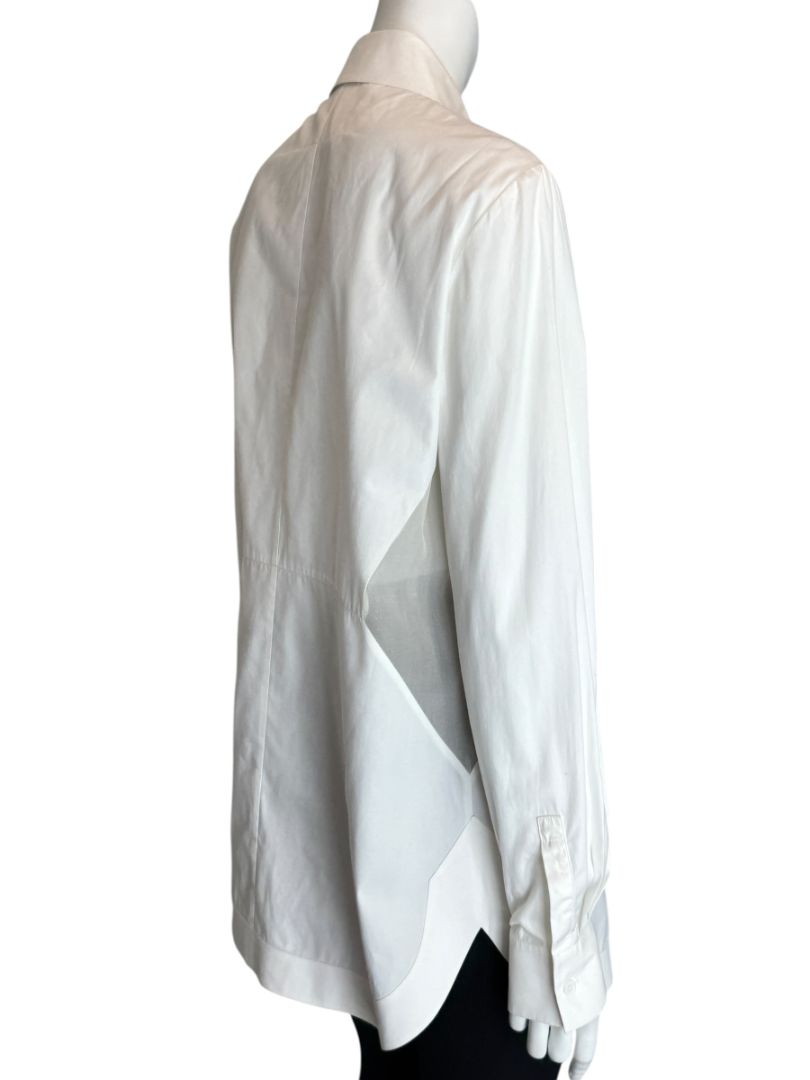 Givenchy Paris White Cotton Silk Button Down Shirt Blouse Women’s FR 42 US 10