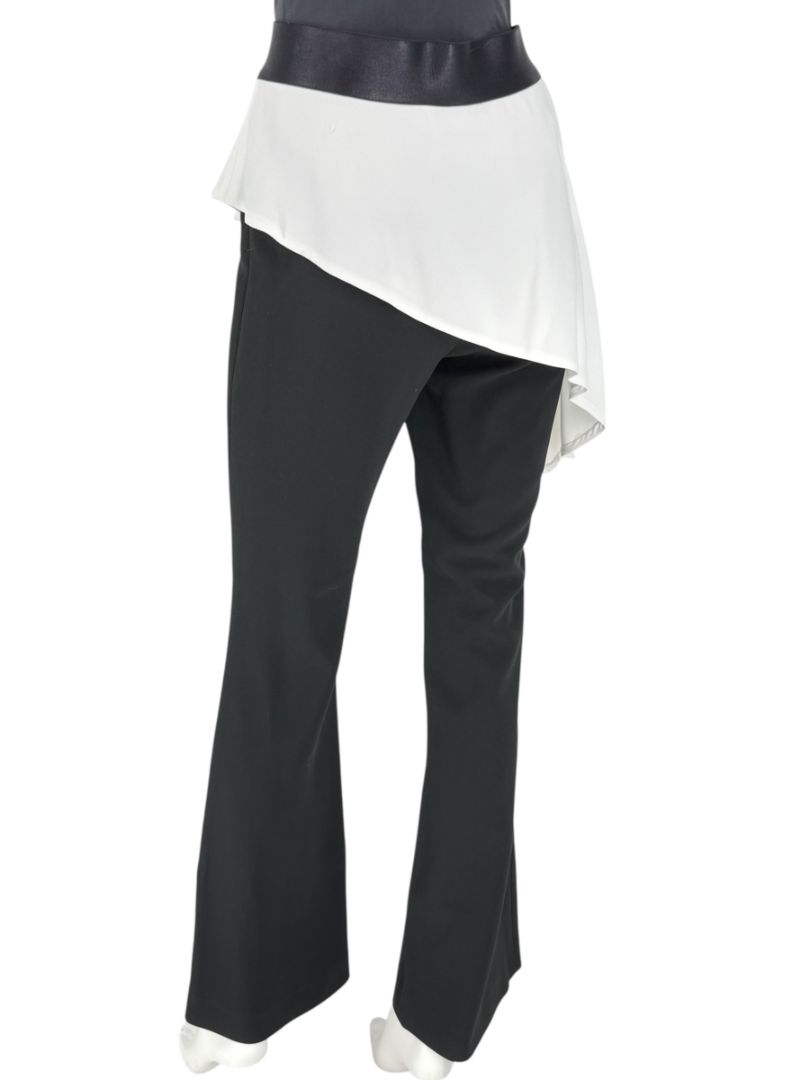 Pamella Roland Black Pants with White Asymmetrical Overlay – Large