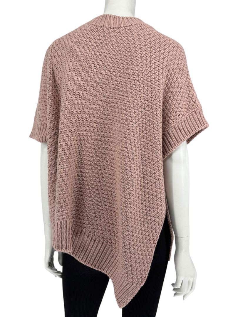 Agnona Faded Rose Cashmere-Cotton Asymmetric Short Sleeve Sweater – Size S