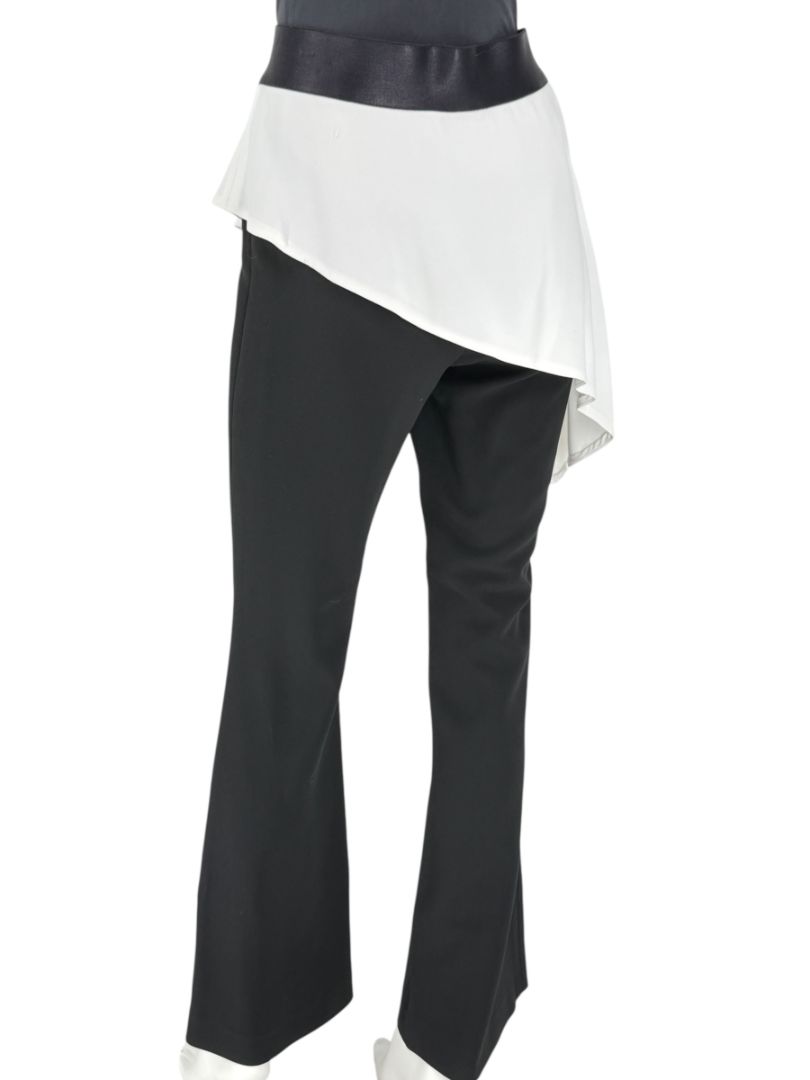 Pamella Roland Black Pants with White Asymmetrical Overlay – Large
