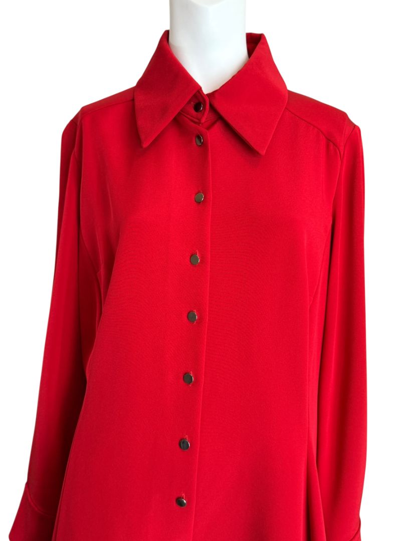 Pamella Roland Peplum Blouse with Asymmetrical Drape - Large