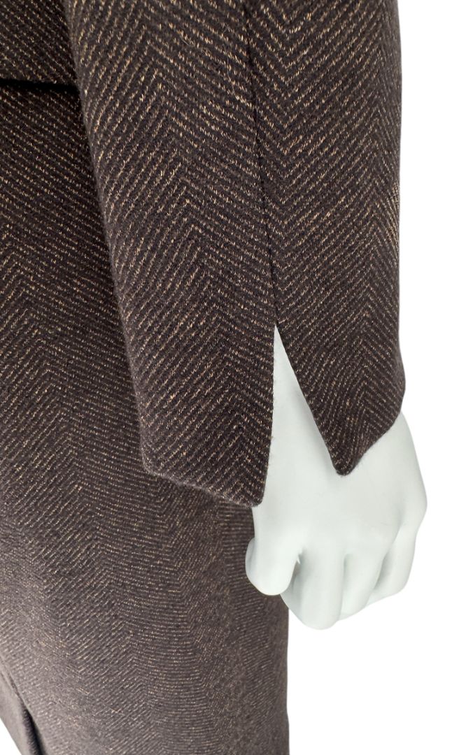 Maxmara Brown Herringbone Skirt Suit - Size 44